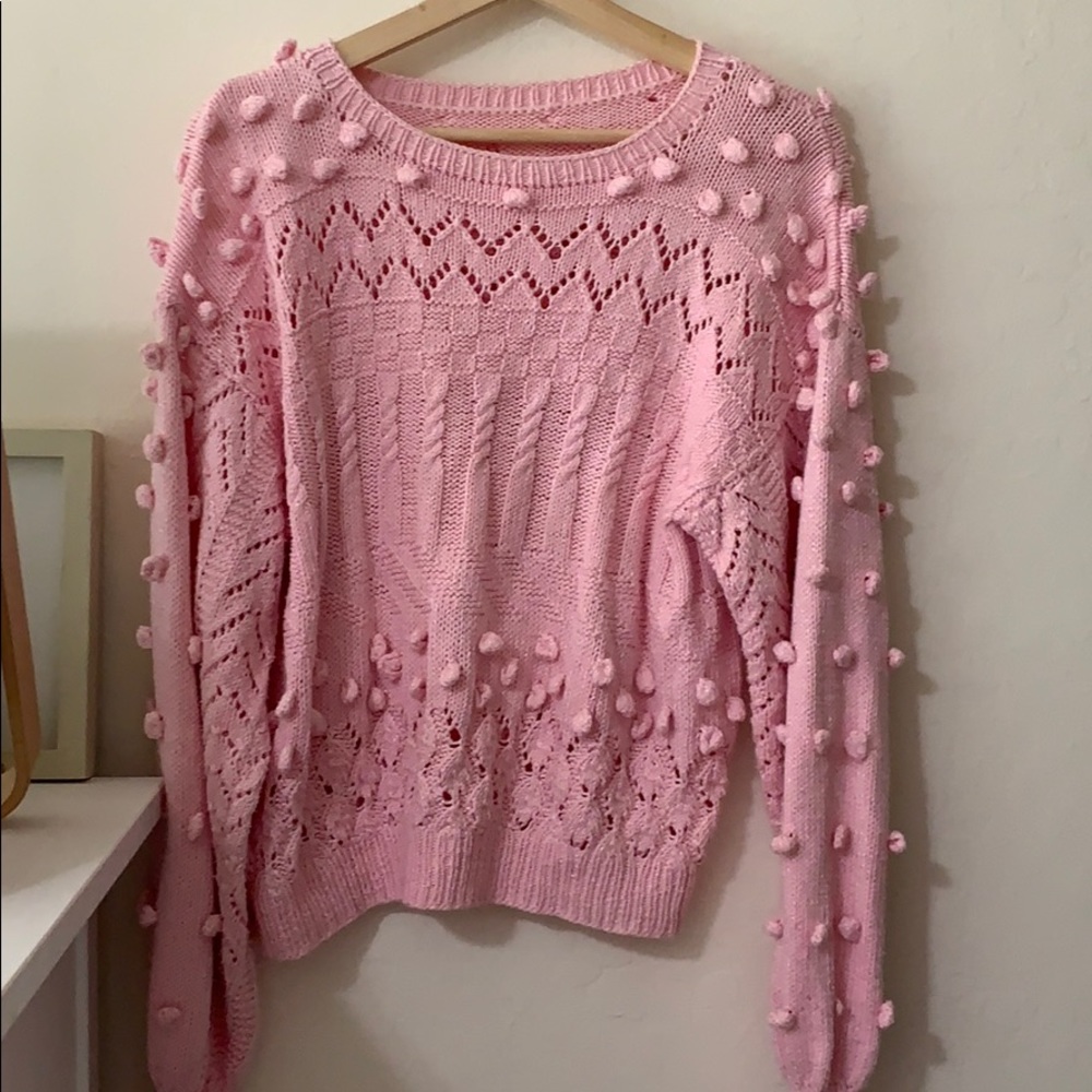 Vintage French Pink Popcorn Sweater